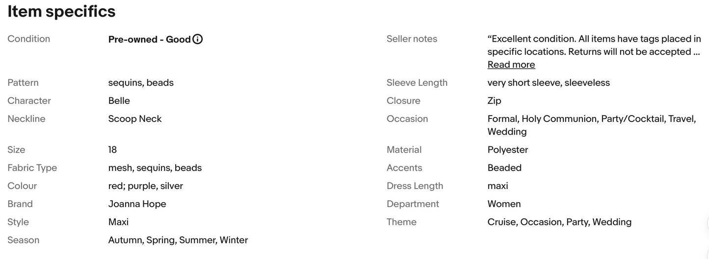 JOANNA HOPE SEQUINS BEADS EMBELLISHED MAXI OCCASION EVEING PARTY DRESS SIZE 18