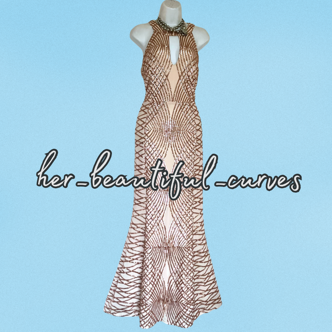 QUIZ SHIMMERING SEQUINS KEYHOLE FRONT EVENING OCCASION PARTY DRESS SIZE 16