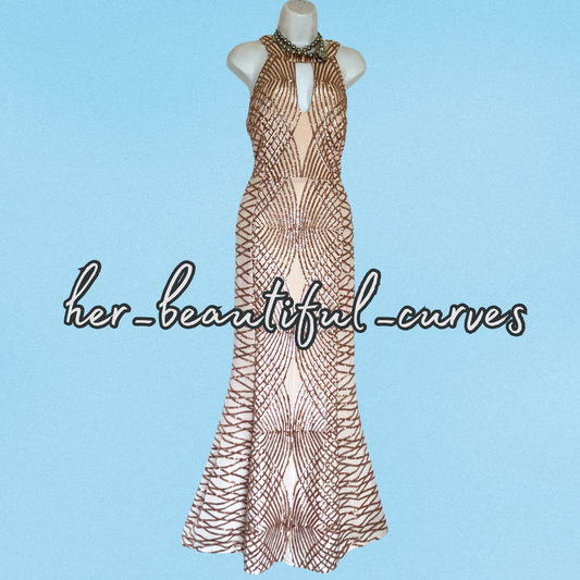 QUIZ SHIMMERING SEQUINS KEYHOLE FRONT EVENING OCCASION PARTY DRESS SIZE 16