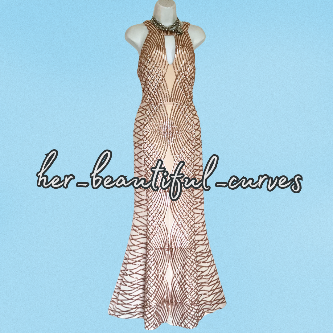 QUIZ SHIMMERING SEQUINS KEYHOLE FRONT EVENING OCCASION PARTY DRESS SIZE 16