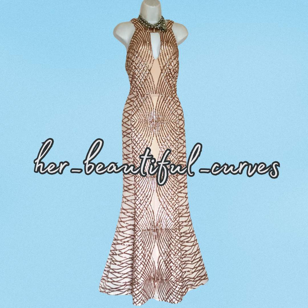 QUIZ SHIMMERING SEQUINS KEYHOLE FRONT EVENING OCCASION PARTY DRESS SIZE 16