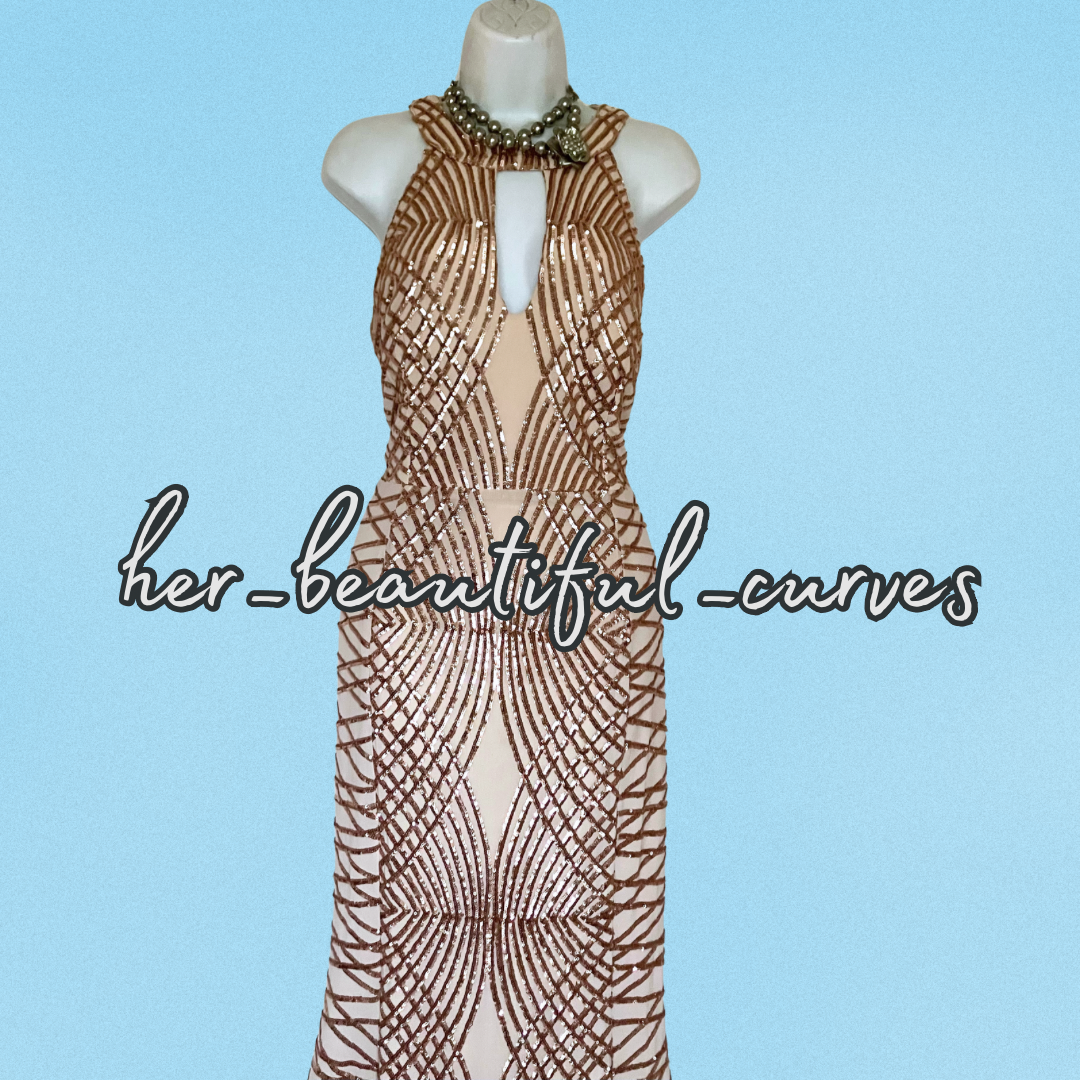 QUIZ SHIMMERING SEQUINS KEYHOLE FRONT EVENING OCCASION PARTY DRESS SIZE 16