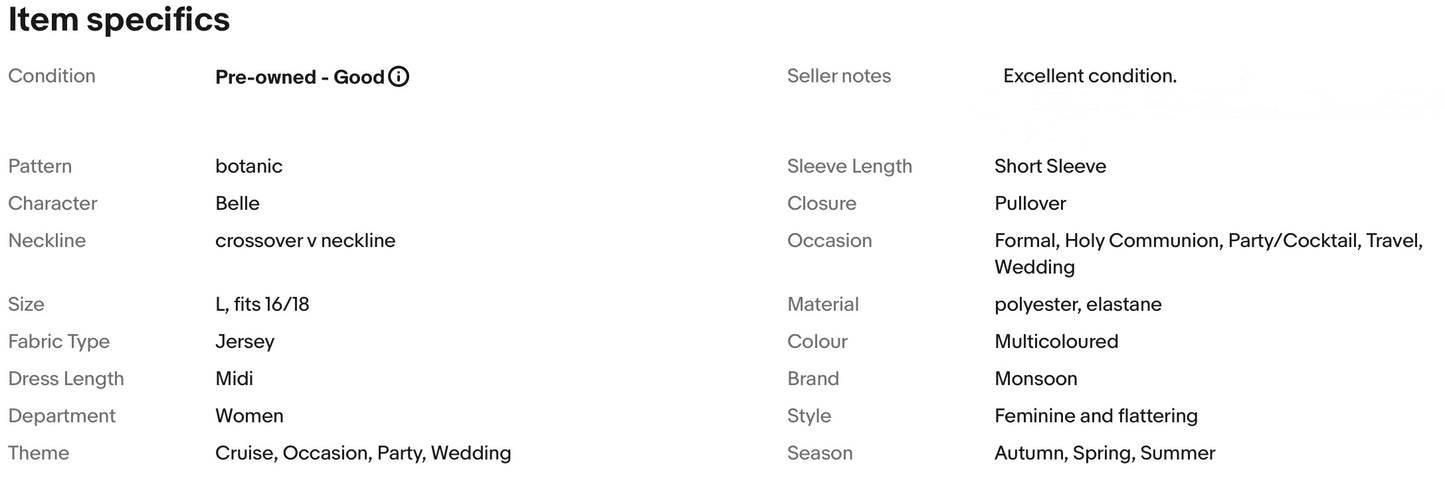 MONSOON BOTANIC JERSEY WEDDING OCCASION PARTY DRESS SIZE L fits 16/18